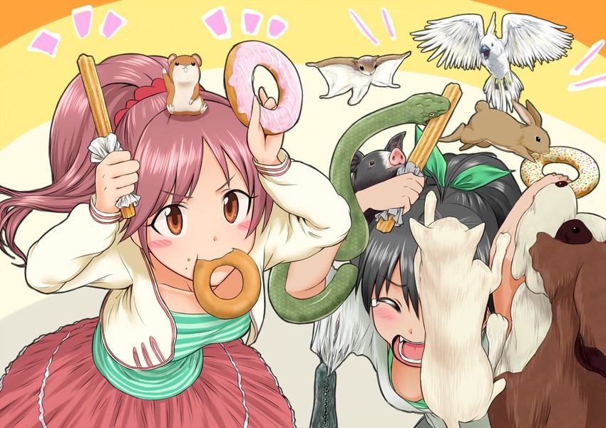 ganaha hibiki, shiina noriko, hamuzou, and inumi (idolmaster and 1 more) drawn by shigyo