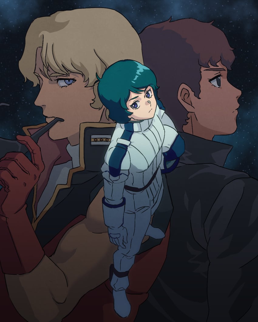 amuro ray, kamille bidan, and quattro bajeena (gundam and 1 more) drawn by yy0880yy