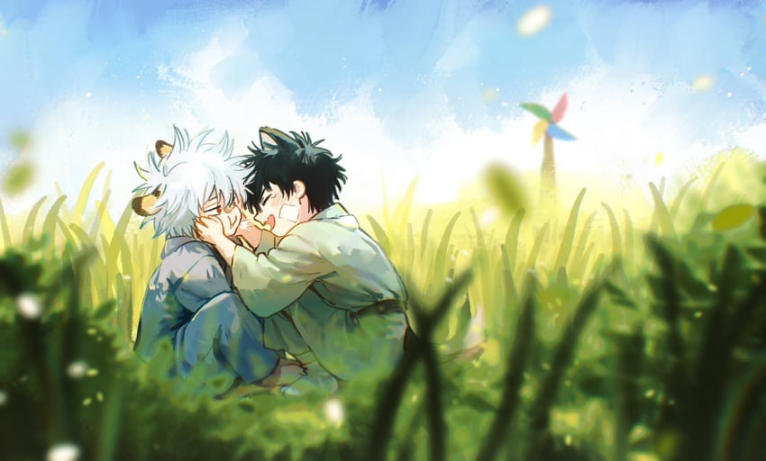 sakata gintoki and hijikata toushirou (gintama) drawn by akamaru_(ninech79)