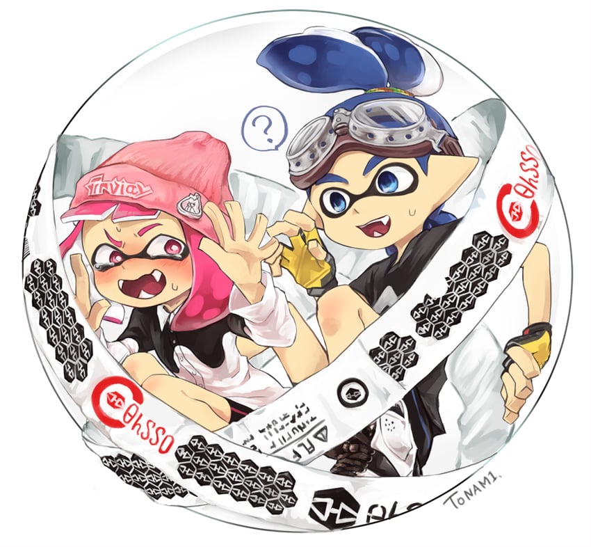inkling player character, inkling girl, and inkling boy (splatoon and 1 more) drawn by tona_bnkz