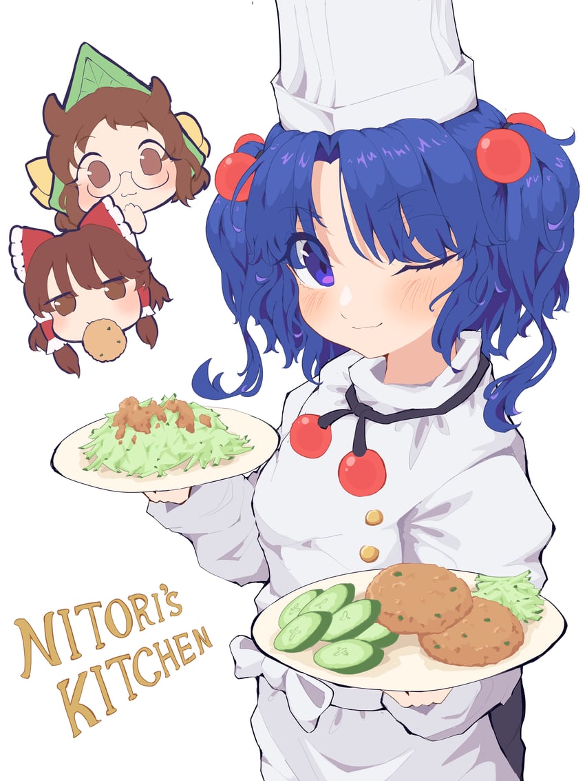 hakurei reimu, kawashiro nitori, and futatsuiwa mamizou (touhou) drawn by mugi_(mugimugi_9kv)