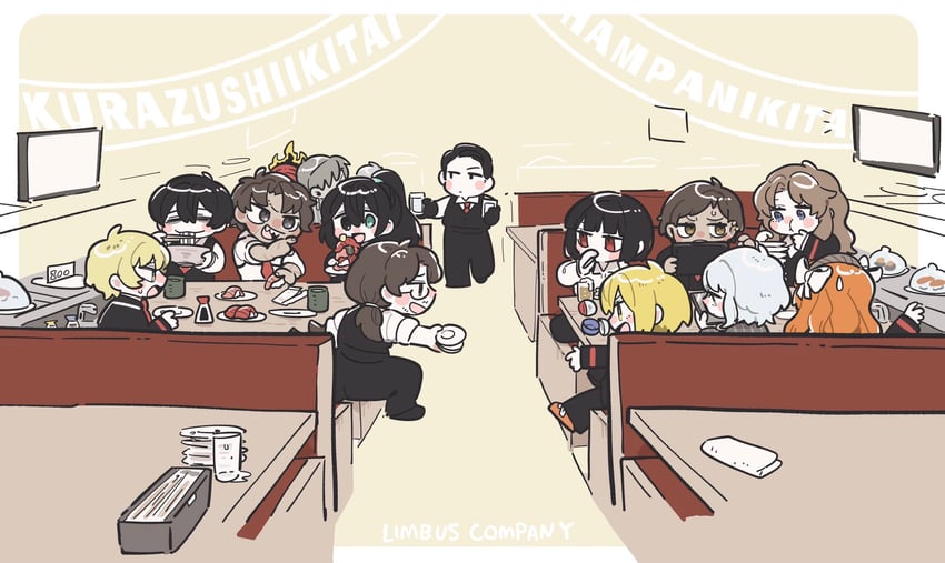 ishmael, don quixote, faust, sinclair, yi sang, and 9 more (project moon and 1 more) drawn by kojocho05