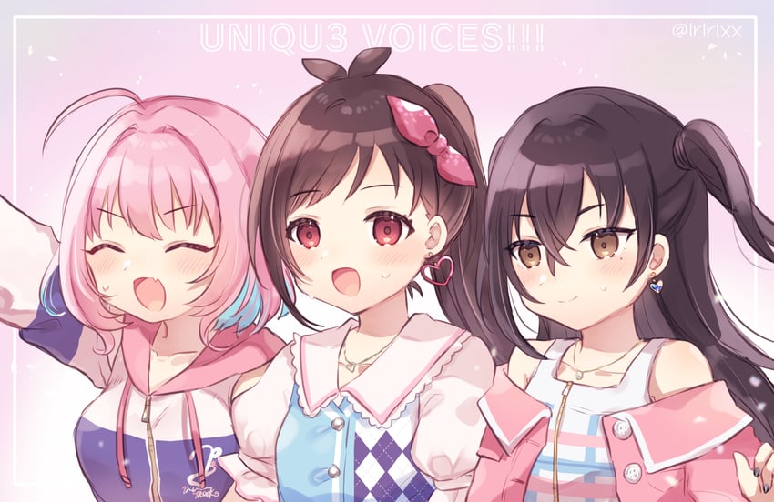 yumemi riamu, sunazuka akira, and tsujino akari (idolmaster and 1 more) drawn by nitro_(lrlrxx)