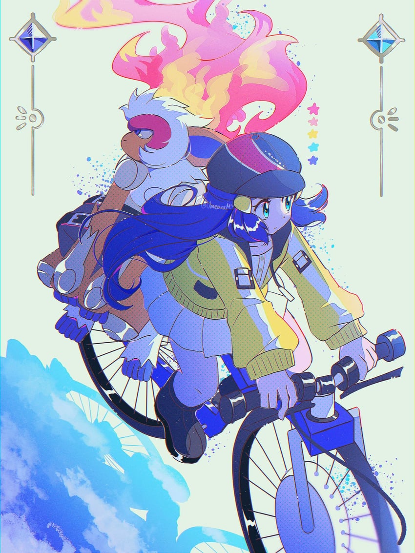 dawn and infernape (pokemon and 1 more) drawn by fukkatsu_no_maya
