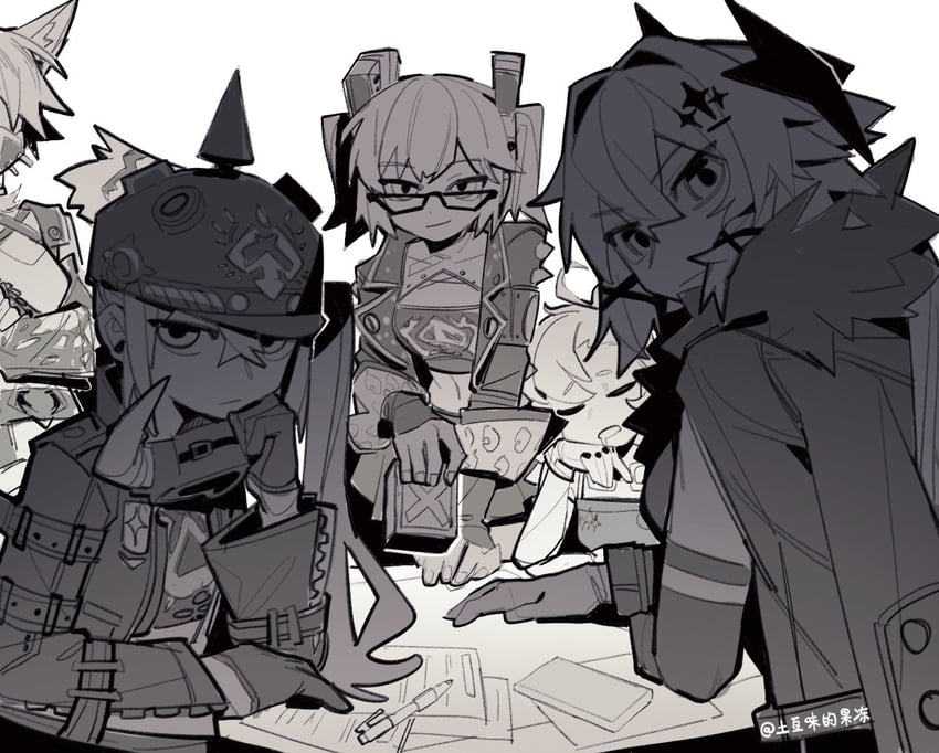 burnice white, luciana de montefio, caesar king, piper wheel, and pulchra fellini (zenless zone zero) drawn by tudouwei_de_guodong