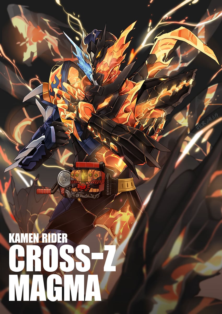 kamen rider cross-z and kamen rider cross-z magma (kamen rider and 1 more) drawn by jiuri_jiuhao