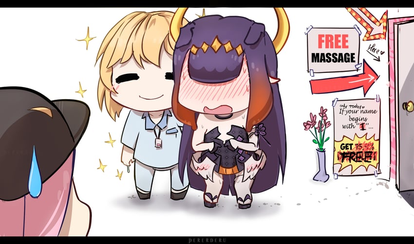 mori calliope, ninomae ina'nis, and watson amelia (hololive and 1 more) drawn by derederu