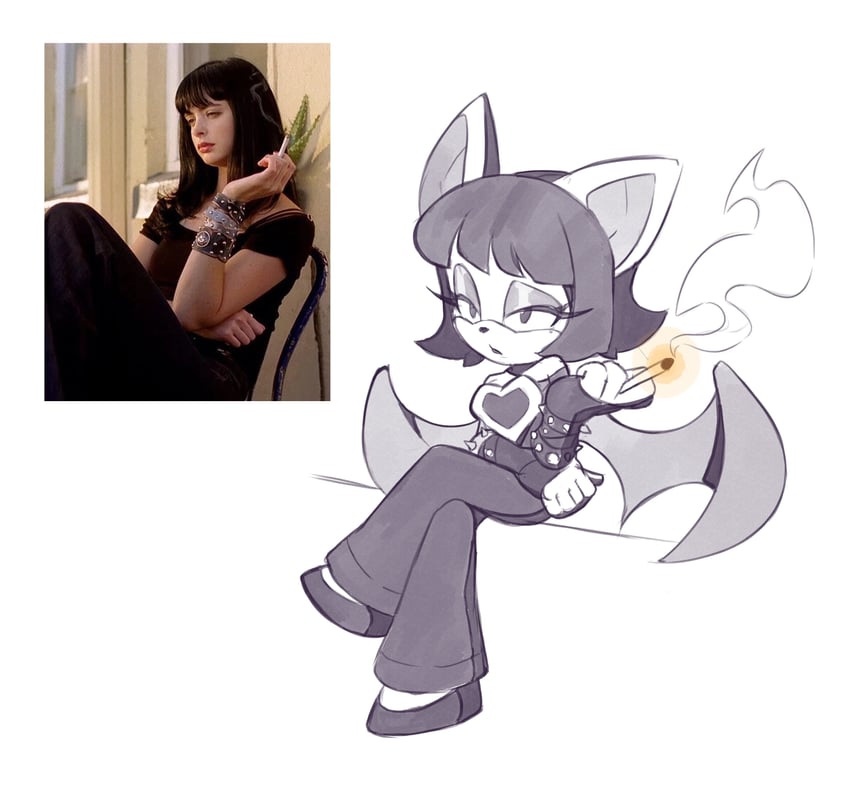 rouge the bat, jane margolis, and krysten ritter (sonic and 1 more) drawn by pimozzarella