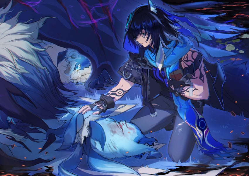 ororon and iktomisaurus (genshin impact) drawn by comcom_(comcomhey)