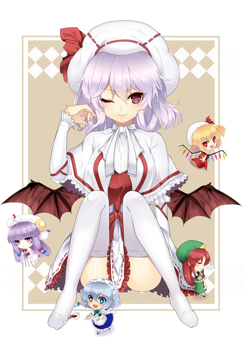 remilia scarlet, flandre scarlet, izayoi sakuya, patchouli knowledge, and hong meiling (touhou and 1 more) drawn by mi_(liki1020)