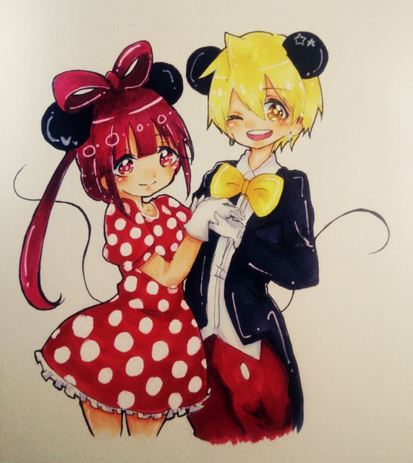 mickey mouse, minnie mouse, alibaba saluja, and ren kougyoku (magi the labyrinth of magic and 1 more) drawn by lala_(lalalala0901)