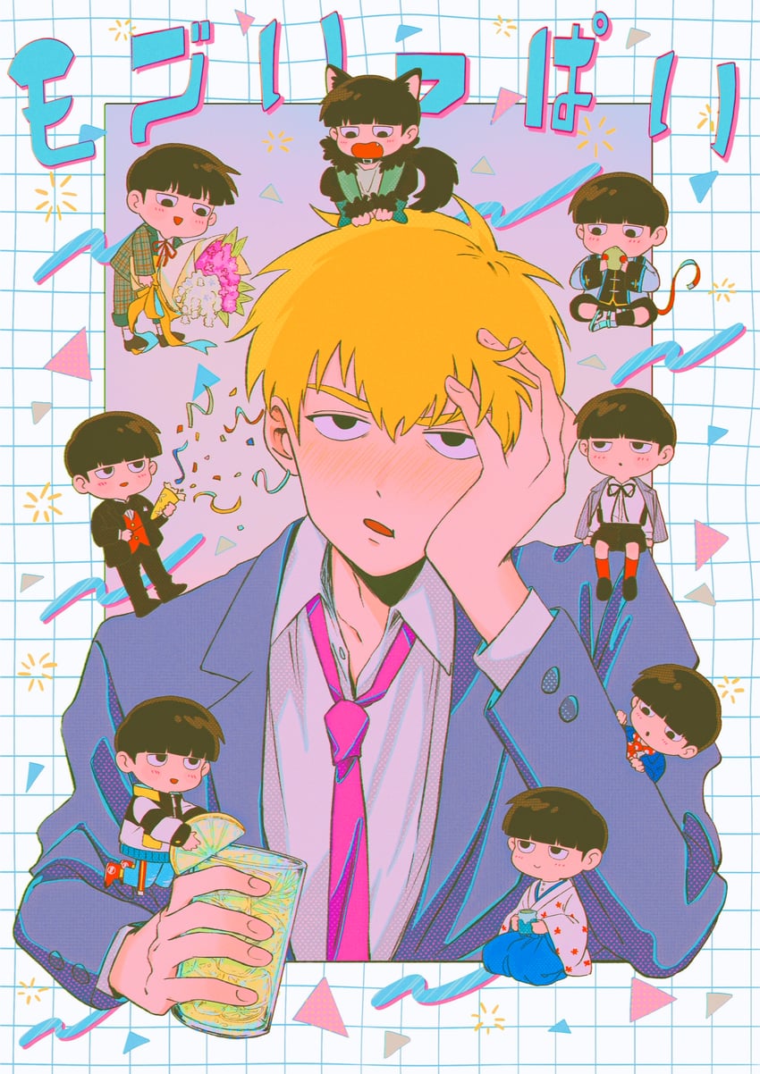 kageyama shigeo and reigen arataka (mob psycho 100) drawn by cm_wm