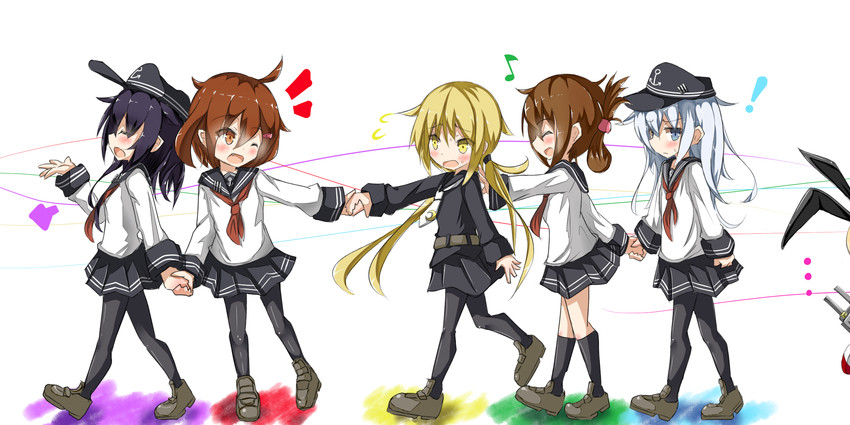 shimakaze, hibiki, inazuma, akatsuki, rensouhou-chan, and 1 more (kantai collection) drawn by beize_(garbage)