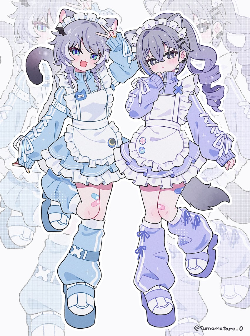 silver wolf and cipher (honkai and 1 more) drawn by omuyan