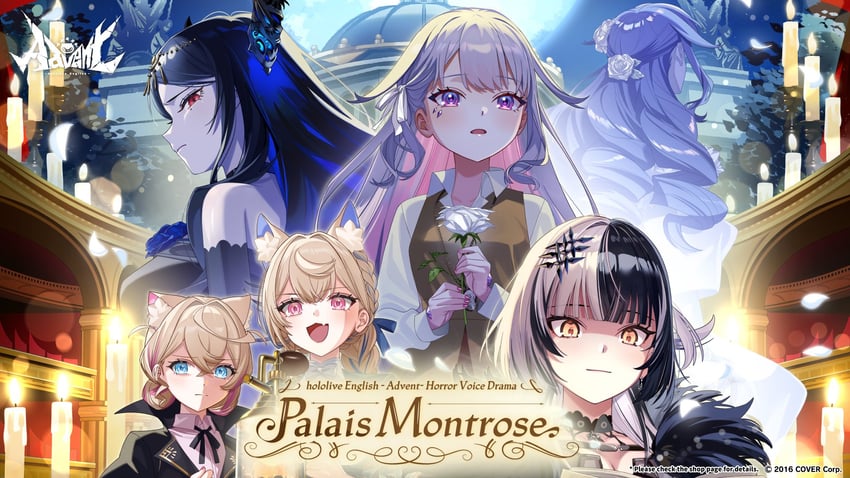 shiori novella, nerissa ravencroft, fuwawa abyssgard, mococo abyssgard, and koseki bijou (hololive and 1 more) drawn by yomosaka