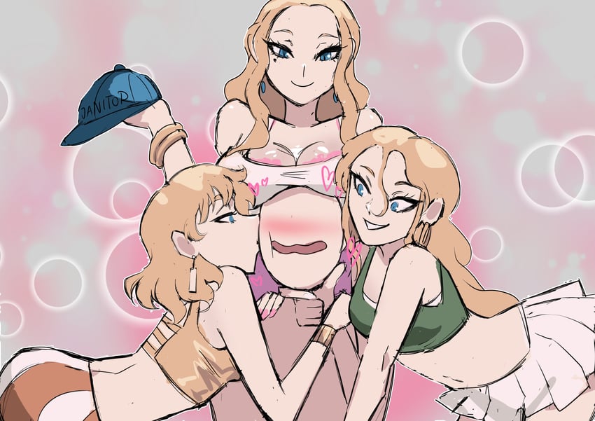 bella, priss, and barbara (original) drawn by biku
