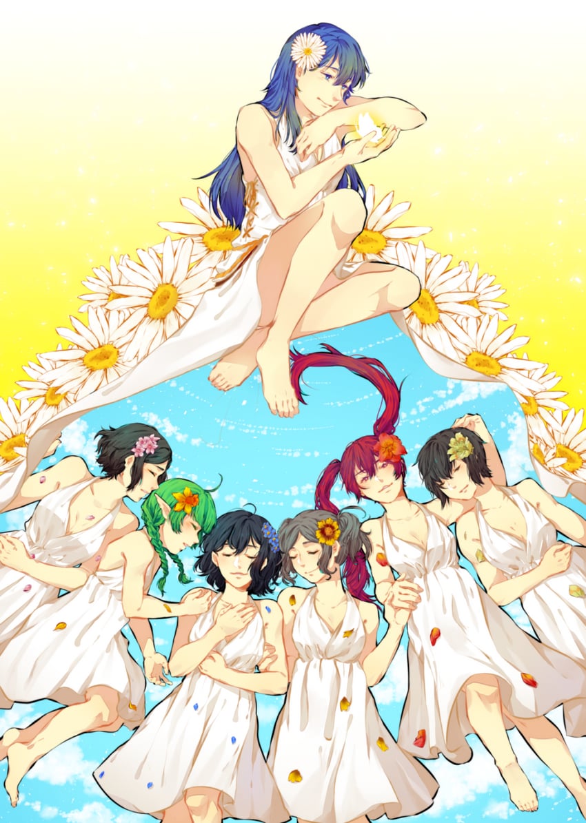 lucina, female morgan, severa, nah, noire, and 2 more (fire emblem and 2 more) drawn by namiine