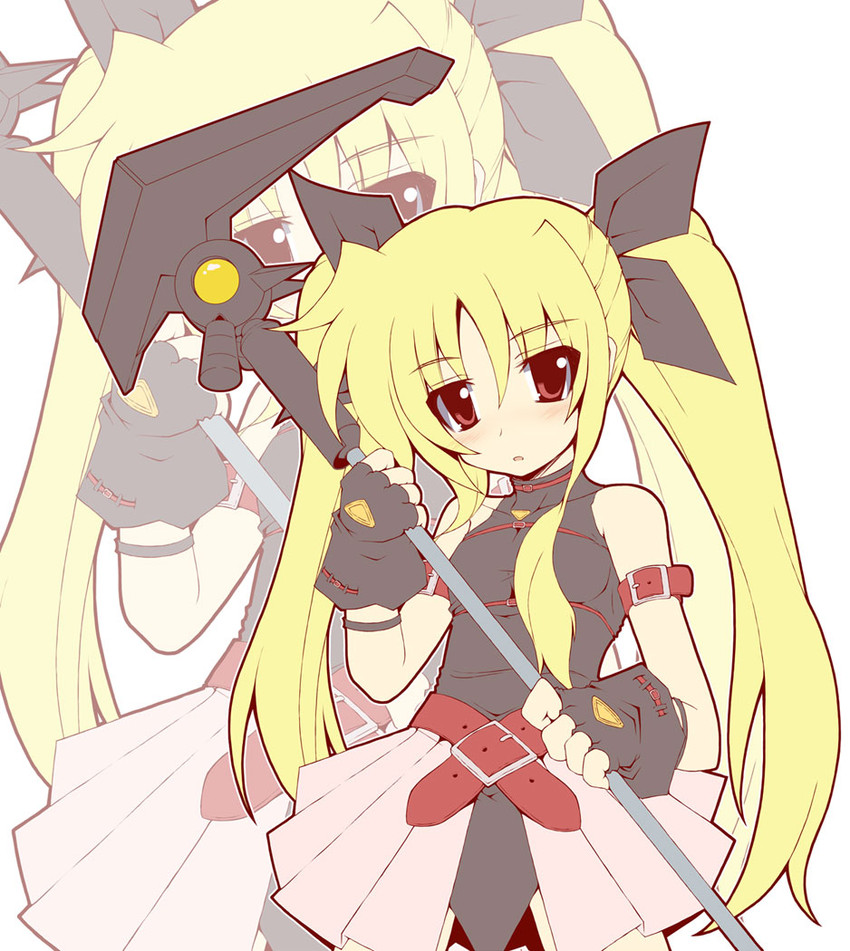 fate testarossa and bardiche (lyrical nanoha and 1 more) drawn by rikumaru