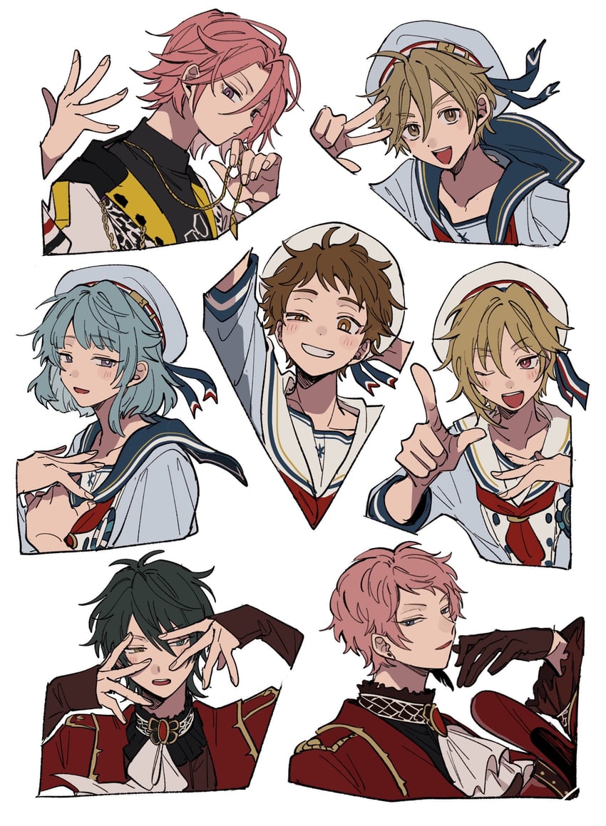kagehira mika, itsuki shu, shino hajime, nito nazuna, oukawa kohaku, and 2 more (ensemble stars!) drawn by aoi_(yooo009)