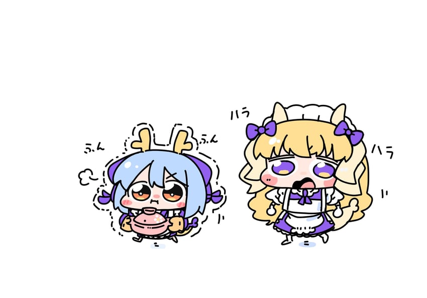 laundry dragonmaid and lattice dragonmaid (yu-gi-oh!) drawn by buraninn