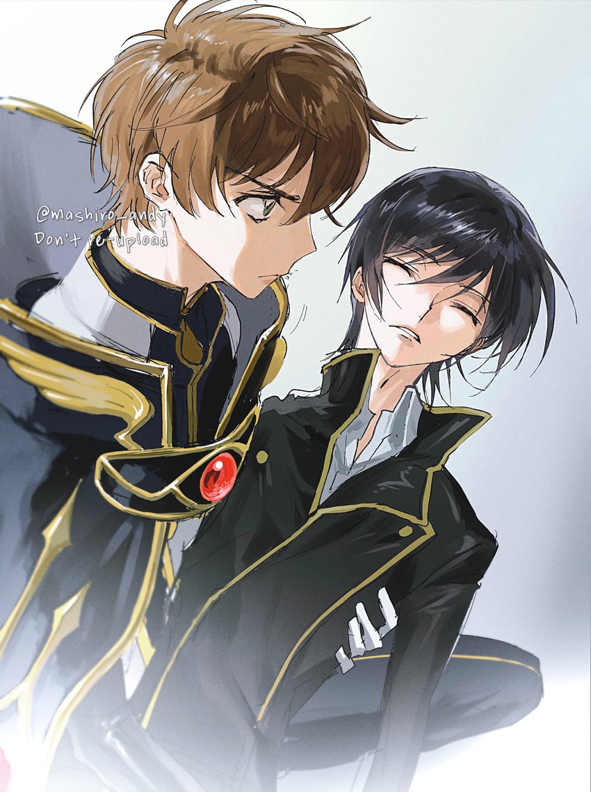 lelouch vi britannia and kururugi suzaku (code geass) drawn by mashiro_andy