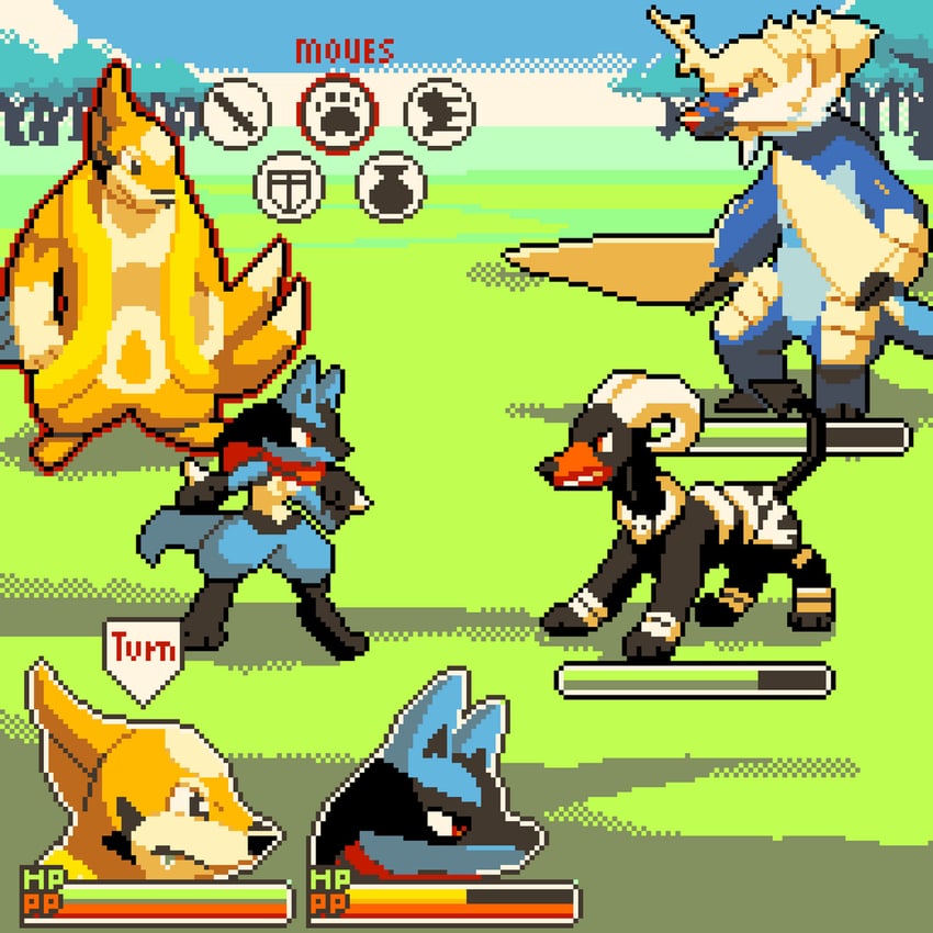 lucario, houndoom, samurott, and floatzel (pokemon and 1 more) drawn by monteblanque