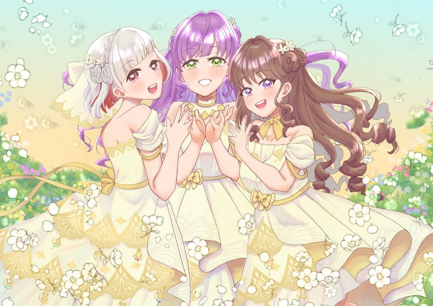 fujishima megumi, otomune kozue, and yugiri tsuzuri (love live! and 1 more) drawn by tamago_(tmgo_o)