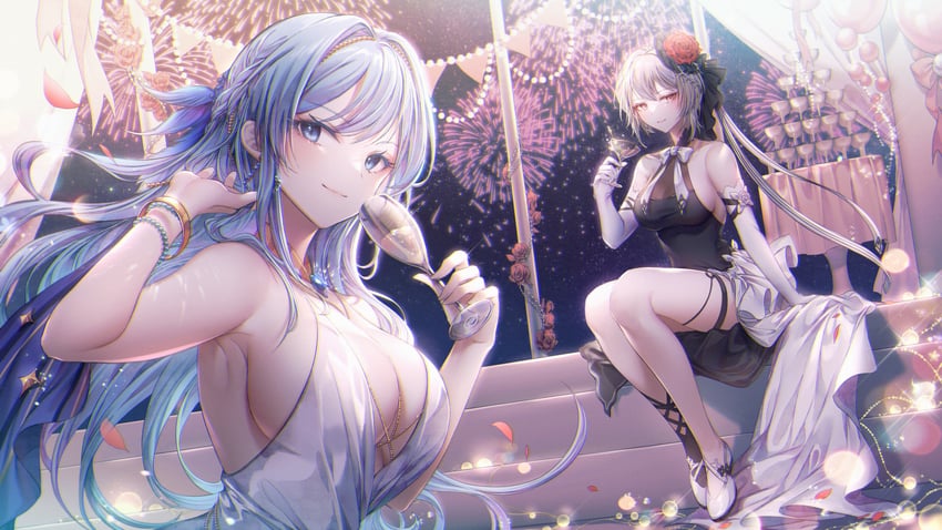 helm and julia (goddess of victory: nikke) drawn by ozzingo