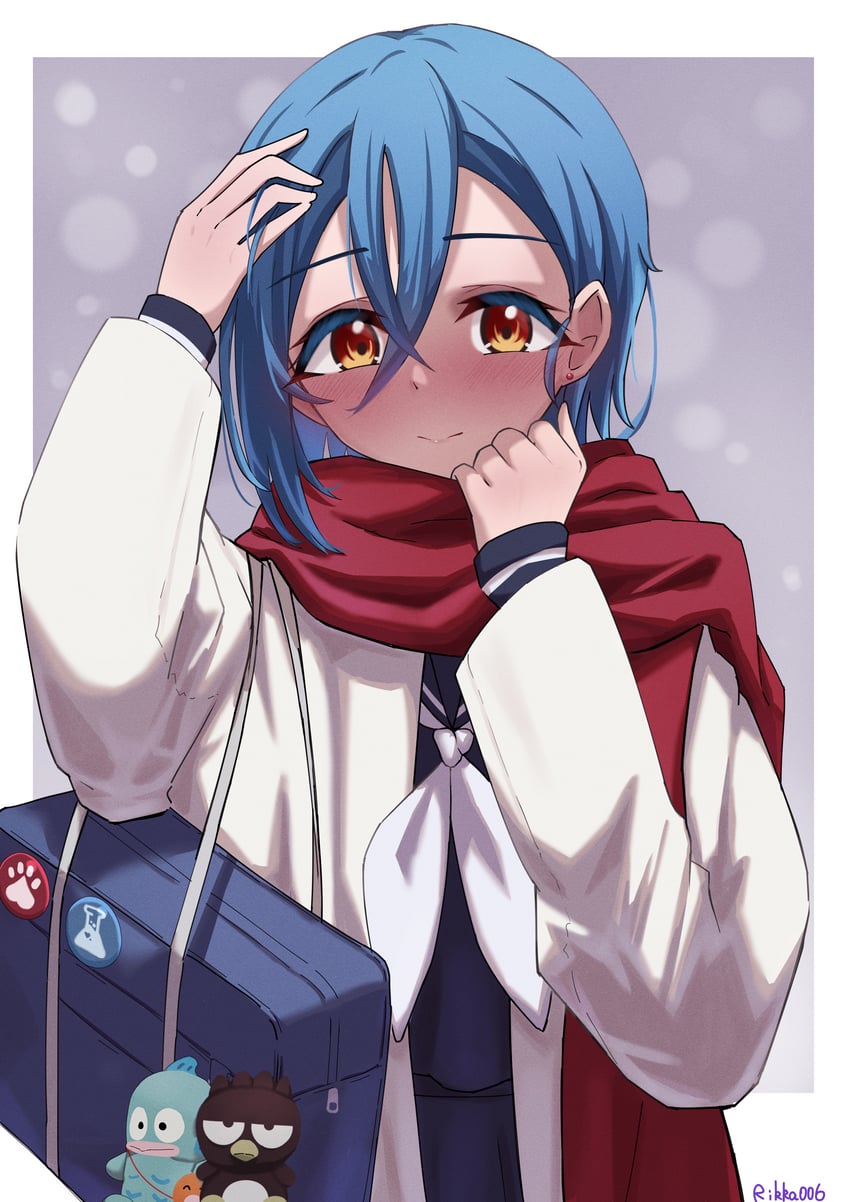 wakana shiki, badtz-maru, and hangyodon (love live! and 2 more) drawn by rikka006