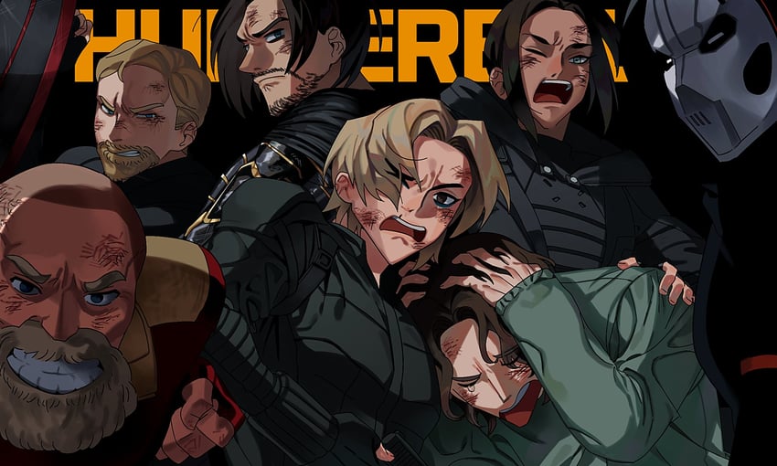 bucky barnes, sentry, yelena belova, john walker, ghost, and 1 more (marvel and 2 more) drawn by os4_54