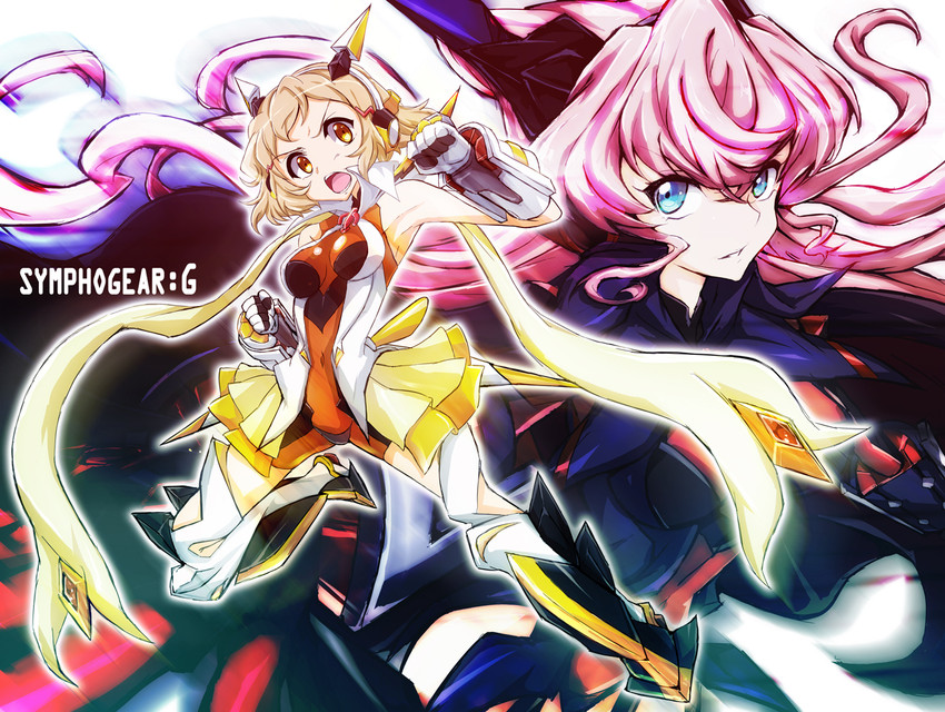 tachibana hibiki and maria cadenzavna eve (senki zesshou symphogear) drawn by nanai