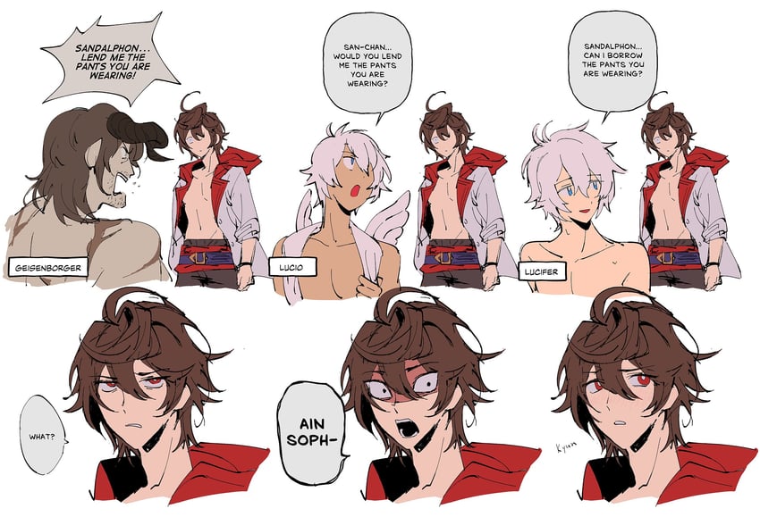 sandalphon, lucifer, lucio, and geisenborger (granblue fantasy) drawn by nodplus50pts