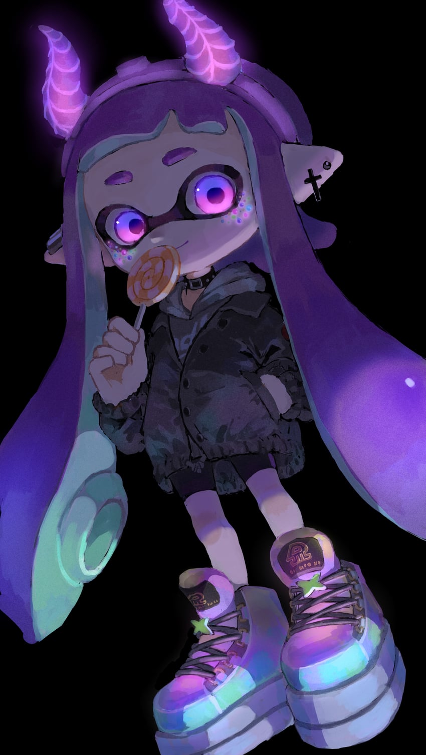 inkling player character and inkling girl (splatoon) drawn by myon_rio