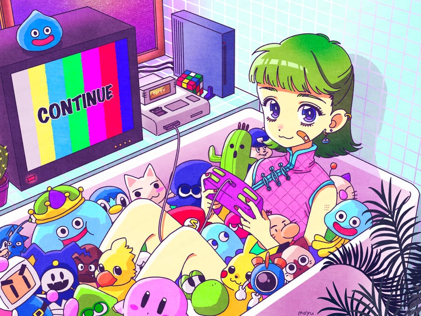 pikachu, kirby, sonic the hedgehog, piplup, moogle, and 16 more (pokemon and 16 more) drawn by fujishima_moyu