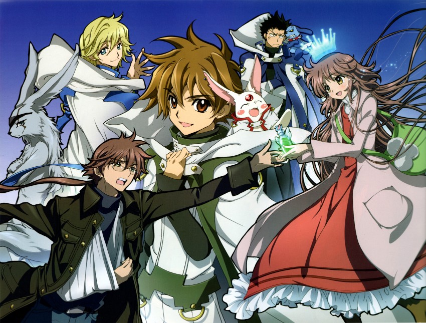 mokona, xiaolang, fai d. flowright, kurogane, hanato kobato, and 5 more (tsubasa chronicle and 1 more)