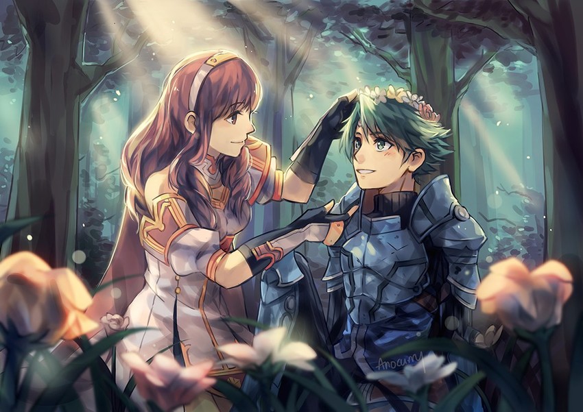 celica and alm (fire emblem and 2 more) drawn by anocurry