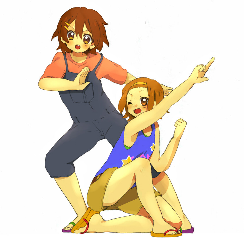 hirasawa yui and tainaka ritsu (k-on!) drawn by tooi
