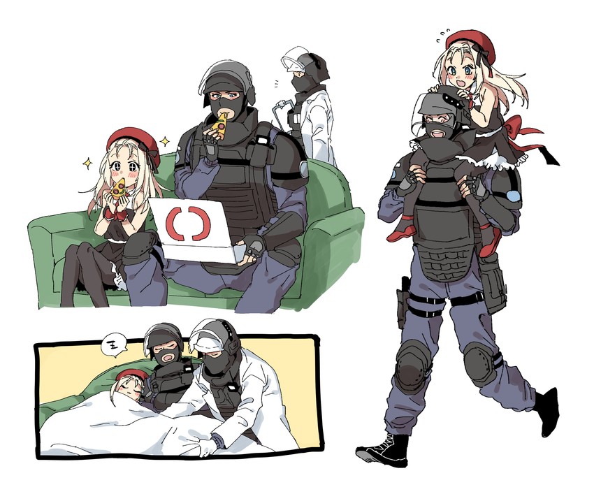 mp5, doc, and rook (girls' frontline and 1 more) drawn by sanso_(kasyawamoti)