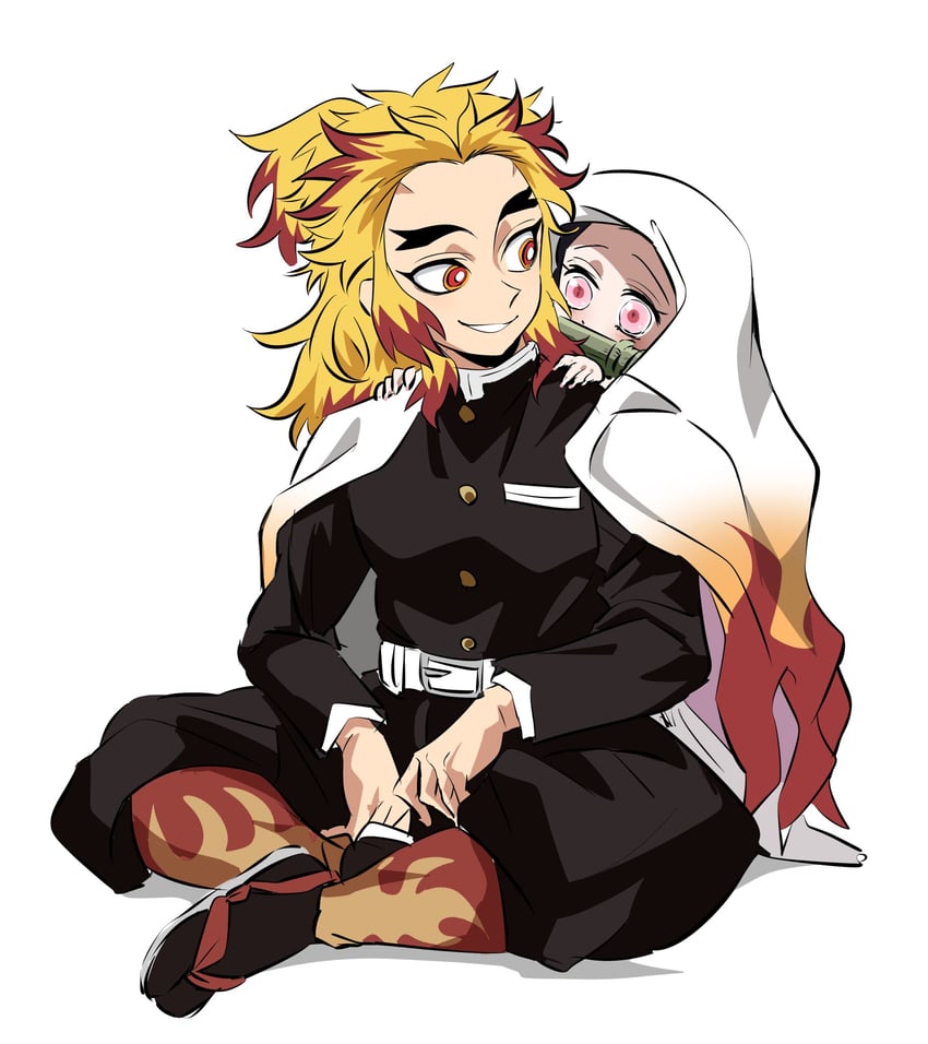 kamado nezuko and rengoku kyoujurou (kimetsu no yaiba) drawn by soyeonp19