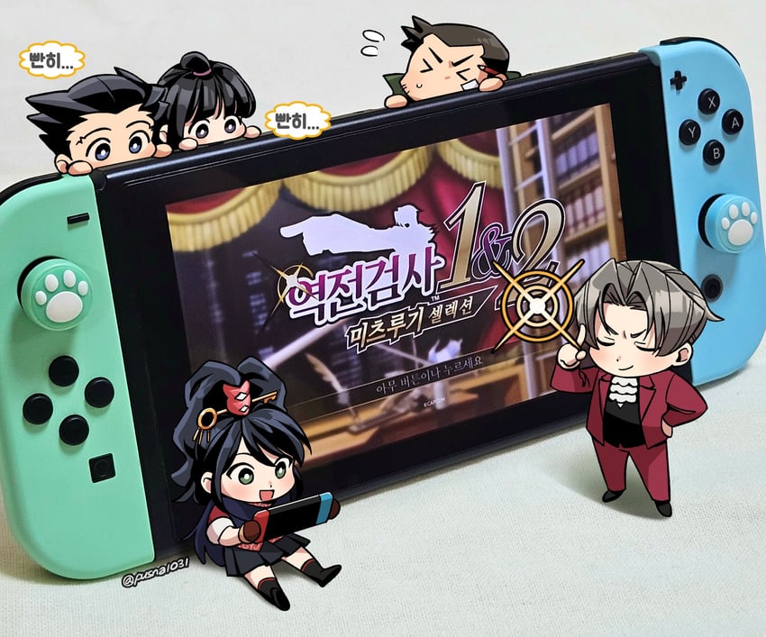 phoenix wright, miles edgeworth, maya fey, dick gumshoe, and kay faraday (ace attorney and 1 more) drawn by pusna1031