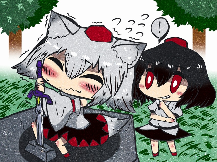 shameimaru aya and inubashiri momiji (touhou and 1 more) drawn by heikouidou_(seraeno)