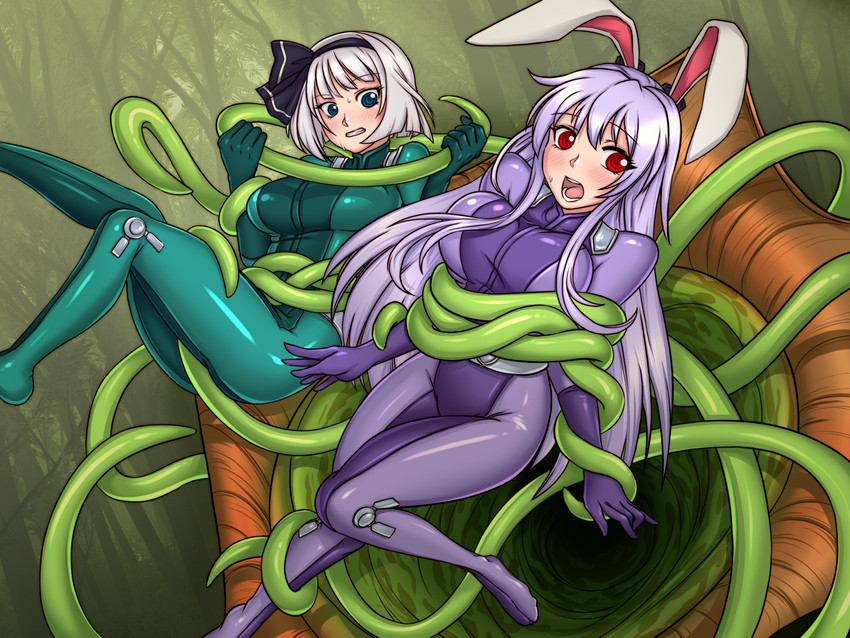 konpaku youmu and reisen udongein inaba (touhou and 1 more) drawn by injuotoko