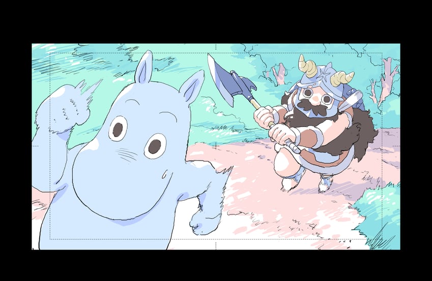 senshi and moomintroll (dungeon meshi and 1 more) drawn by watts_(lil_nemo182)
