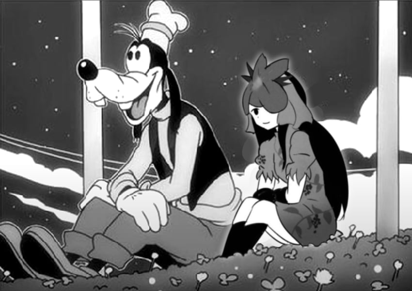 yomotsu hisami and goofy (touhou and 2 more) drawn by ginari and o_den