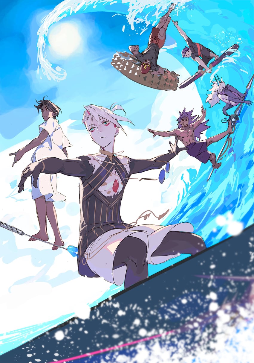 karna, arjuna, arjuna alter, ashwatthama, duryodhana, and 1 more (fate and 1 more) drawn by pako_(pakosun)