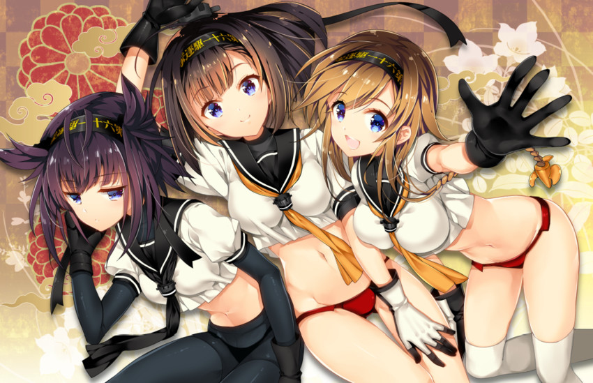hatsuzuki, akizuki, and teruzuki (kantai collection) drawn by ariko_youichi