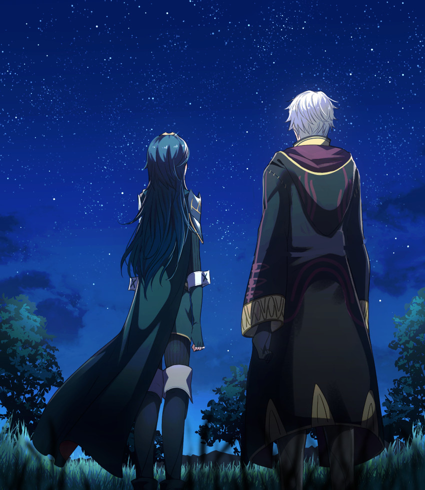 lucina and male robin (fire emblem and 1 more) drawn by ameno_(a_meno0)