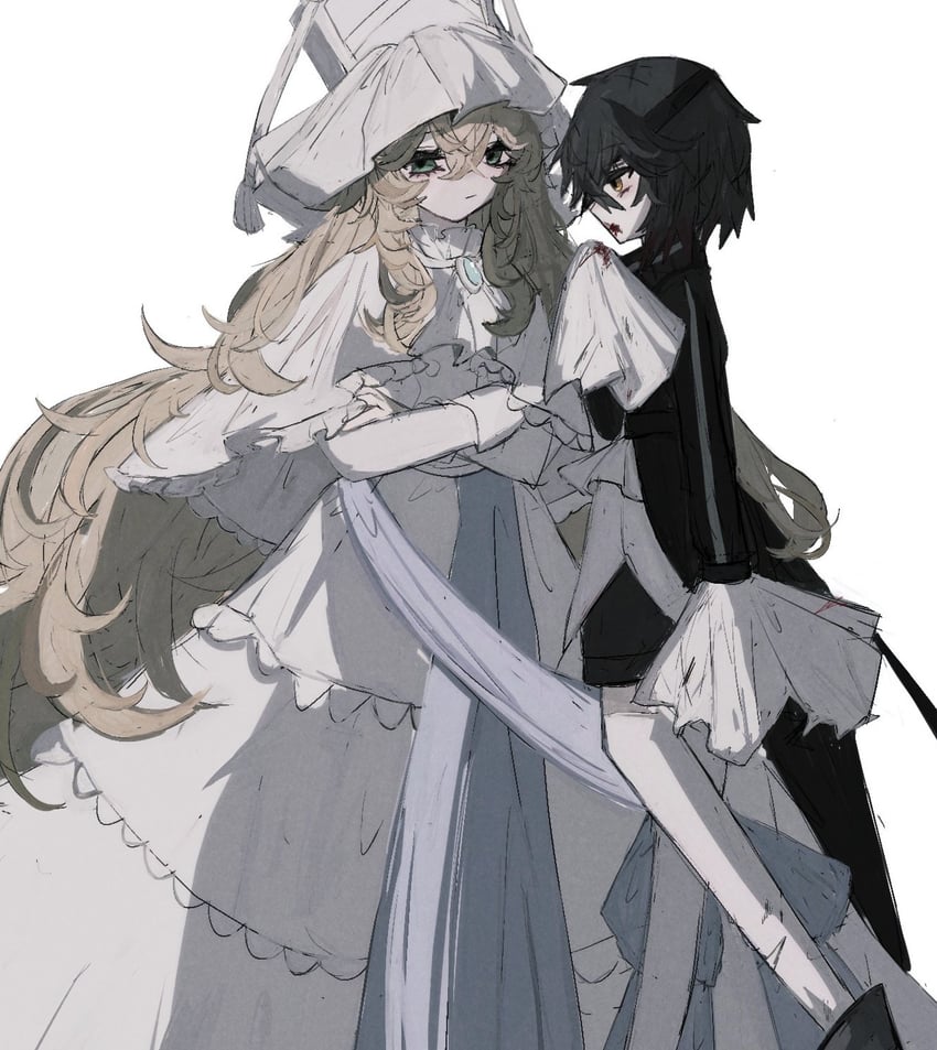 mikuni oriko and kure kirika (mahou shoujo madoka magica and 1 more) drawn by a_umanee