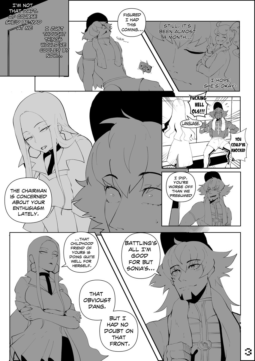 leon, sonia, and oleana (pokemon and 1 more) drawn by nyantcha