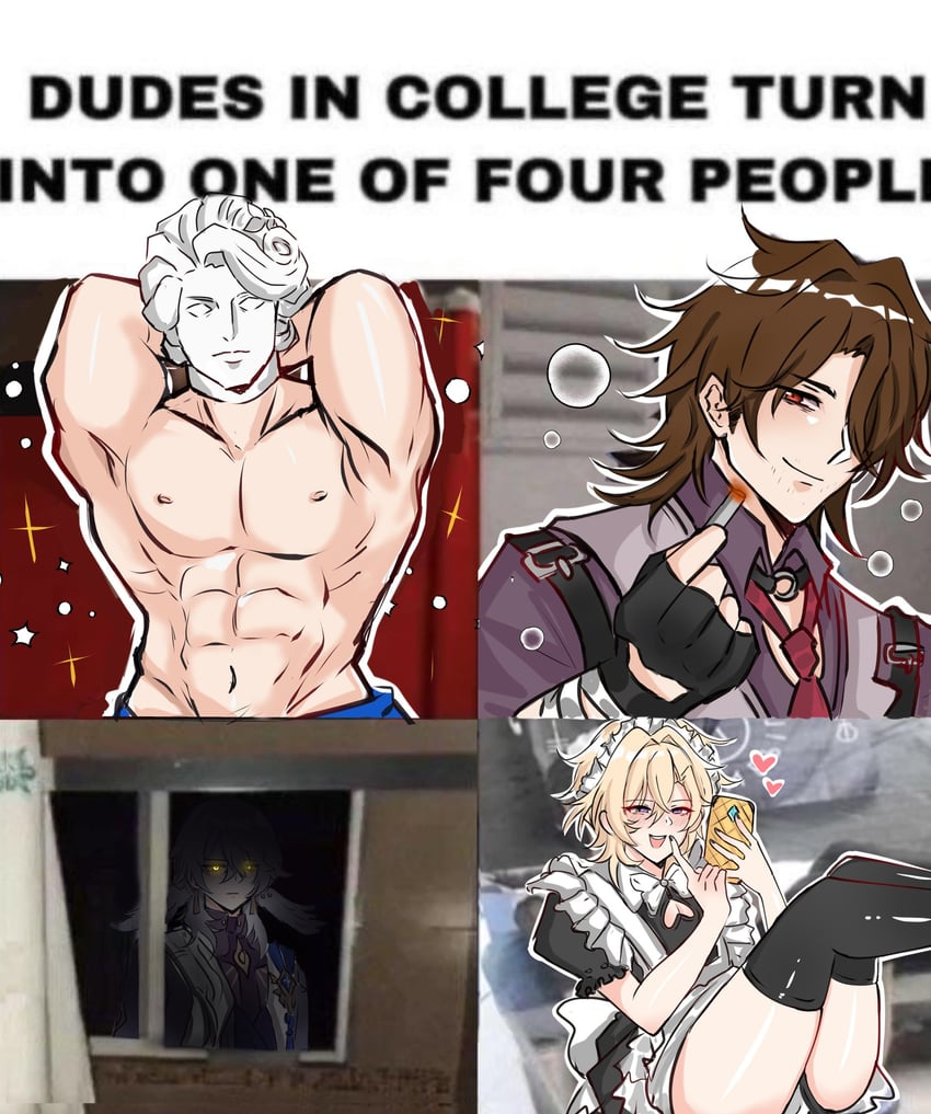 aventurine, dr. ratio, sunday, and gallagher (honkai and 1 more) drawn by grymme